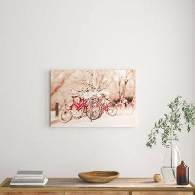 Little Red Riding Bike by Morgan J Hartley - Wrapped Canvas Print