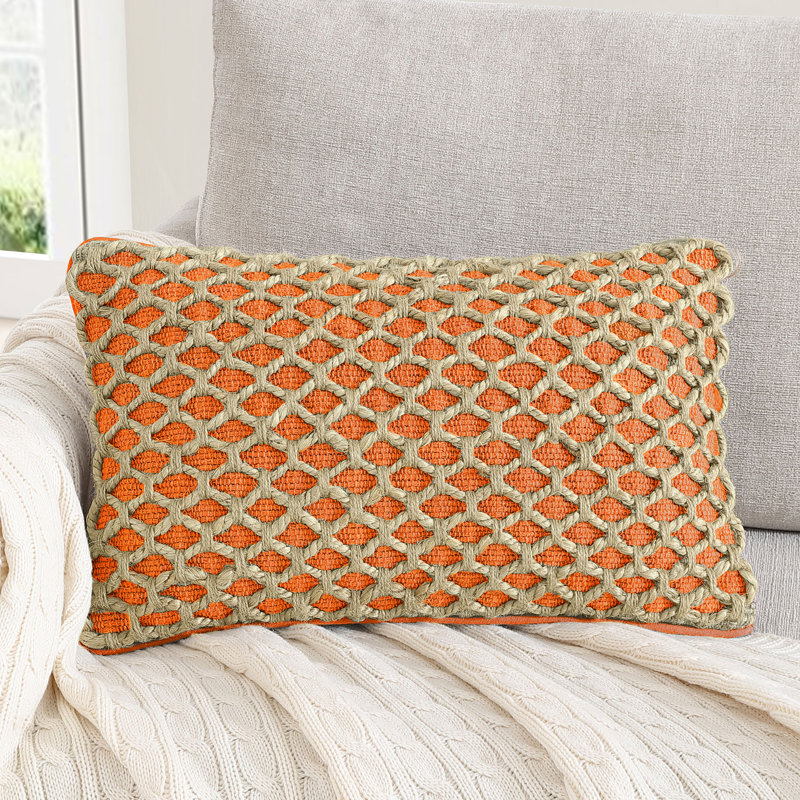 Boho Living Jada Decorative Pillow Collection Living Cotton Blend Square Throw Pillow Cover, Harvest Orange