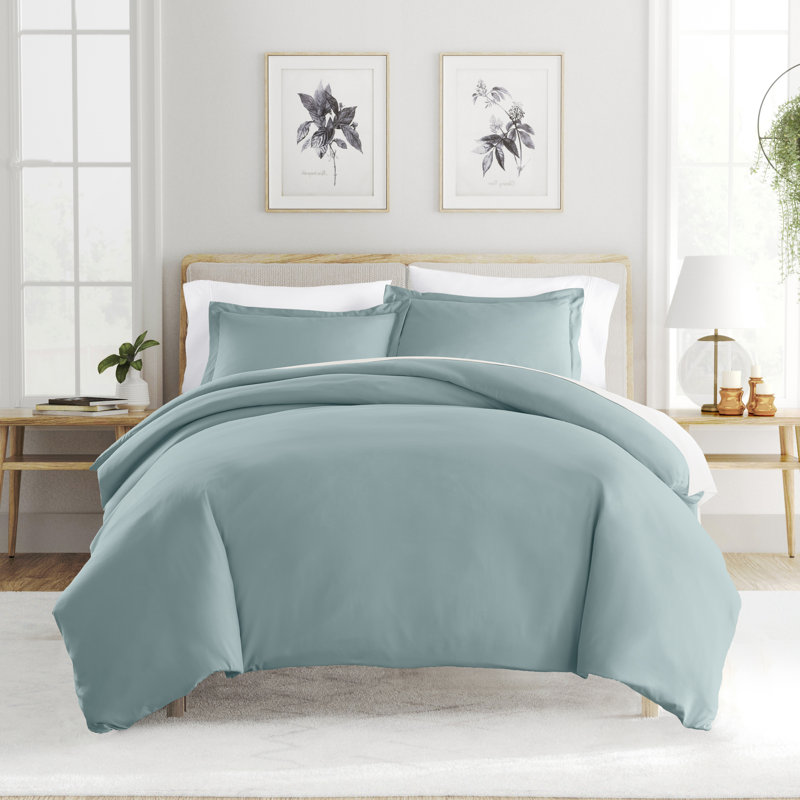 Super Soft Double Brushed Duvet Cover Set, King/Cal. King Duvet Cover + 2 King Shams, Ocean