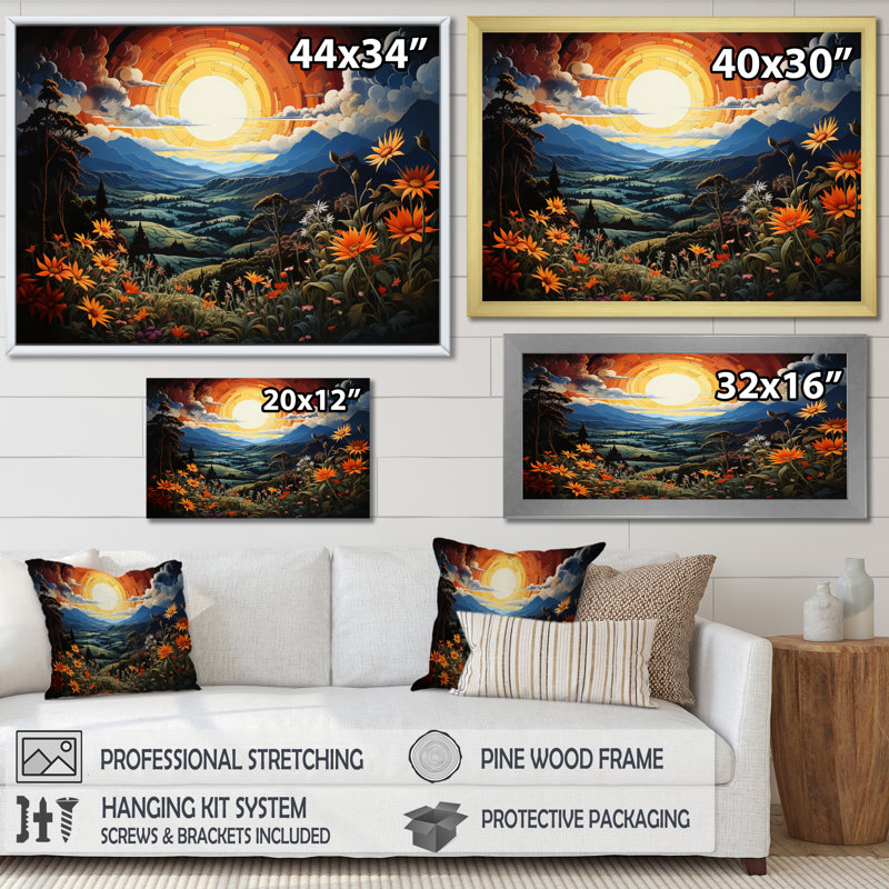 «Bariola Asian Art Mandala Sky I», reproduction d'art sur toile, H 30 po x l 40 po x P 1,5 po, Cadre photo argenté