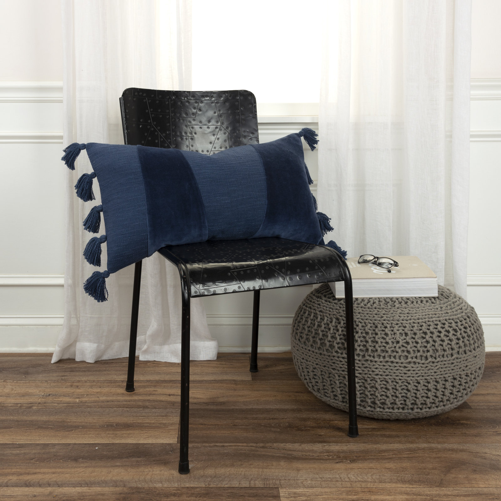 Legaspi 26" x 14" Cotton Throw Pillow, Bright Blue
