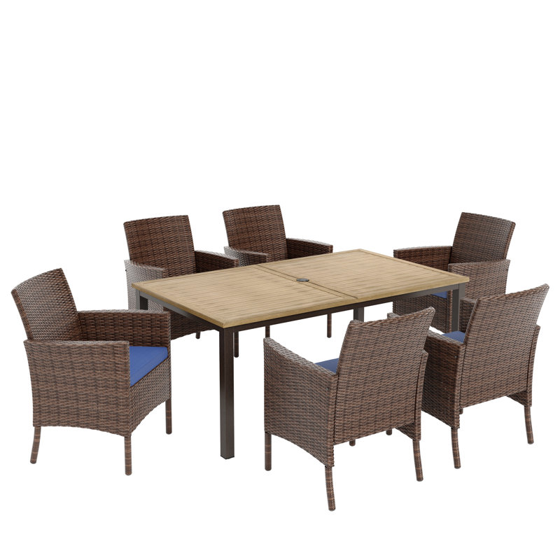 Leonard 6 - Person Patio Dining Set with Rectangular Table , Cushions Included