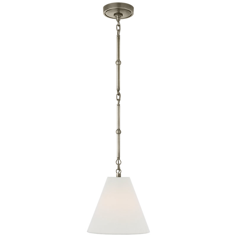 Thomas O'Brien Goodman Small Hanging Light, Antique Nickel, 43" H x 18" W x 18" D, Fabric