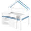 Lit mezzanine double avec toit à baldaquin et armoire de rangement, blanc et bleu-1302420757
