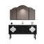 Meuble-lavabo autoportant 47,24 po en bois massif noir et blanc avec miroir-291258712