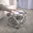 Square Shape Fabric Upholstered Pouf Ottoman