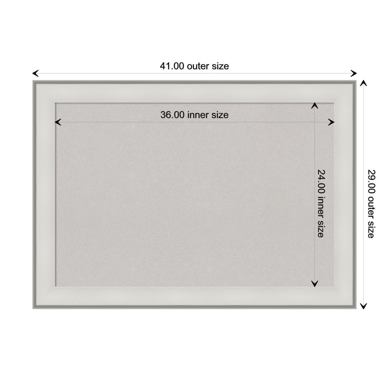 Wall Cork Small Bulletin Board, 29" x 41", White Wood