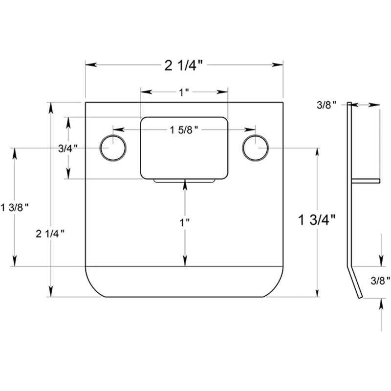 Extended Lip Strike Back Plate, 2.25" H x 2.25" W x 0.05" D, Stainless Steel