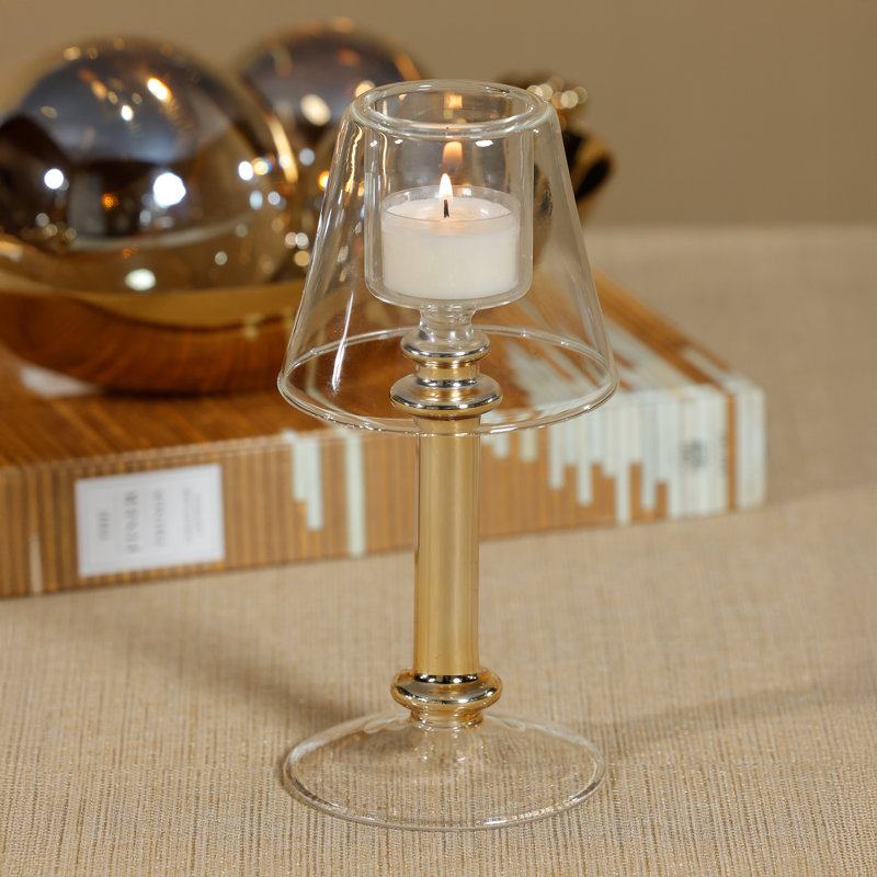 Isola Glass Tealight Lamp Candle Holder, Gold