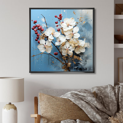 Orchidées et baies, minimalisme, harmonie de fleurs sur toile