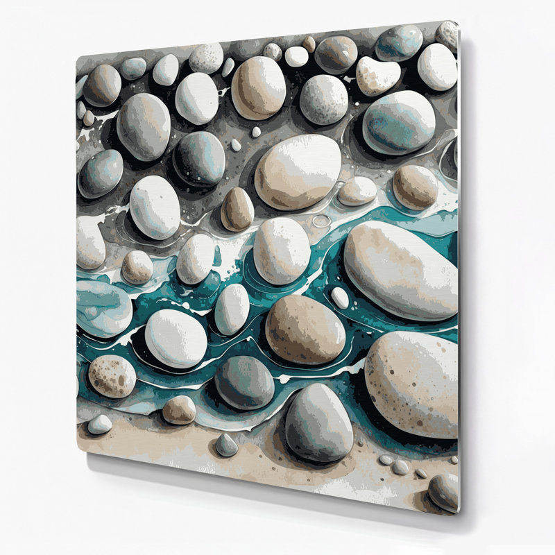 Art mural en métal Coastal Beach Pebble Plus