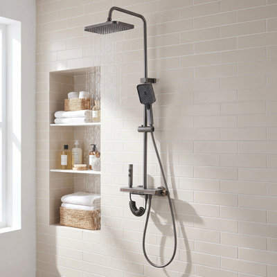 Wall-Mount Bathroom Piano-Key Panel Shower System Set