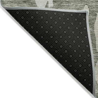 5' X 8' Sage And Ivory Abstract Washable Indoor Outdoor Area Rug