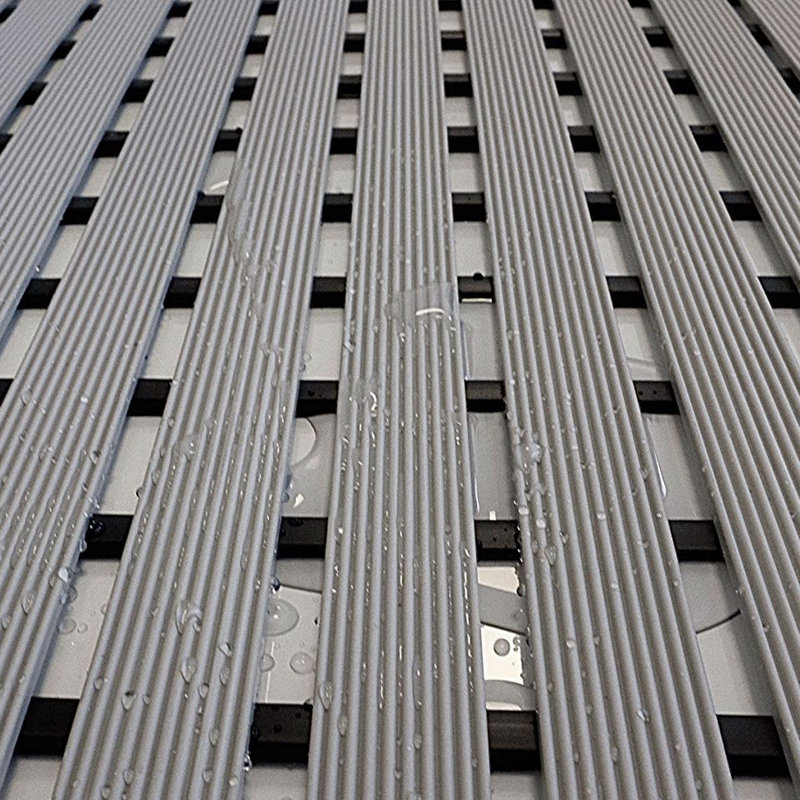 Non-Slip Slatted Shower Mat, Black