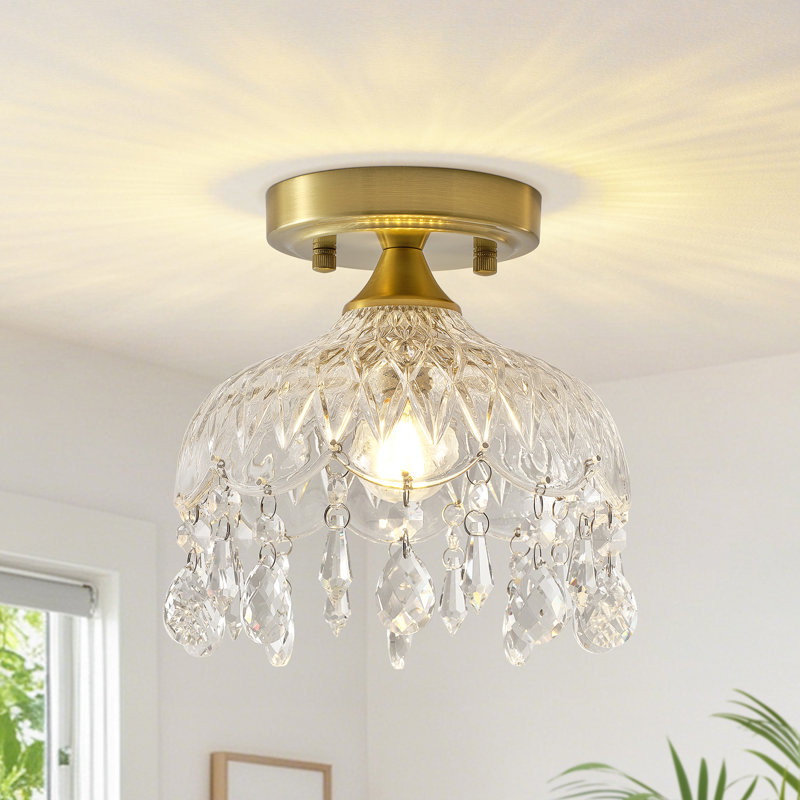 1-light 7.9" Mini Crystal Flush Mount Ceiling Light