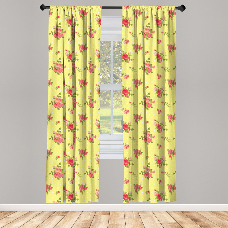 Old Fashioned Pattern Semi-Sheer Rod Pocket Curtain Panels, 28" x 84"