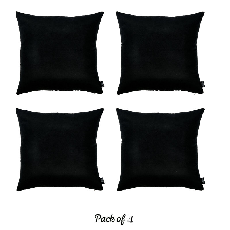 Black Polyester 22" x 22" Square Pillow Covers Set of 4