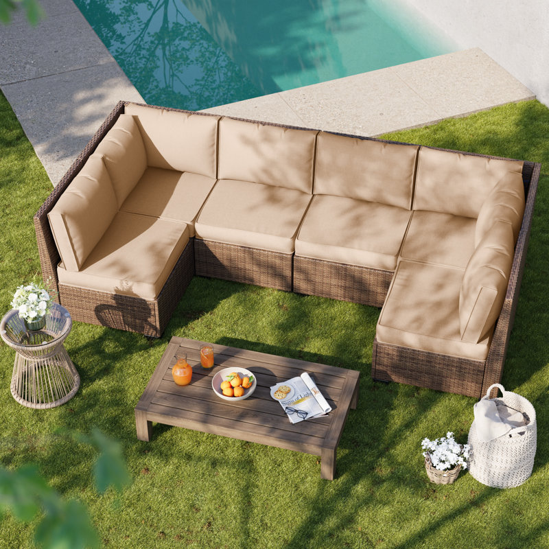 14-Piece Outdoor Sectional Cushions Set, Seat Cushions with Zippered Covers for Patio Furniture, Beige