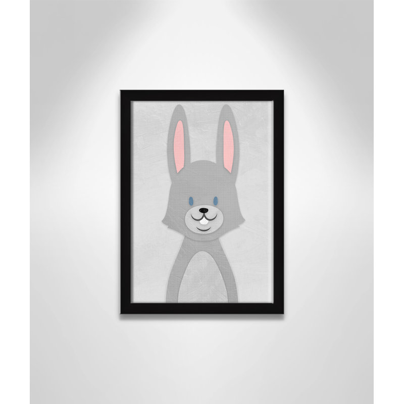 Art de lapin joyeux, H 14 po x l 10 po x P 1,18 po, Encadré de boîte noir