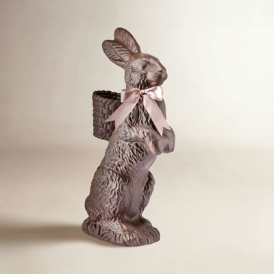 Resin Chocolate Standing Bunny With Basket 35"