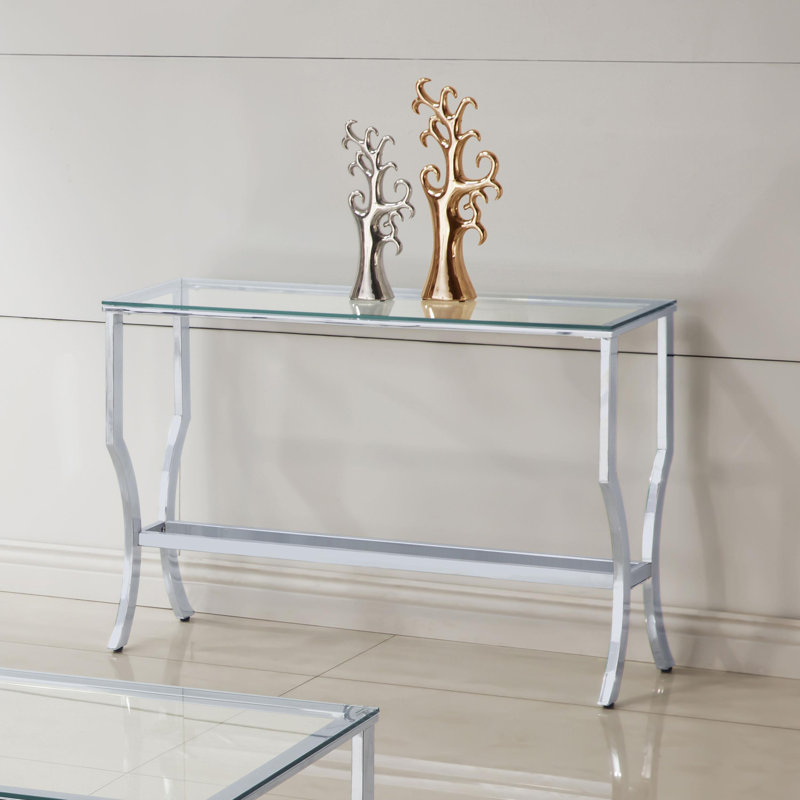 Lucai Rectangular Glass Top Entryway Console Table Chrome