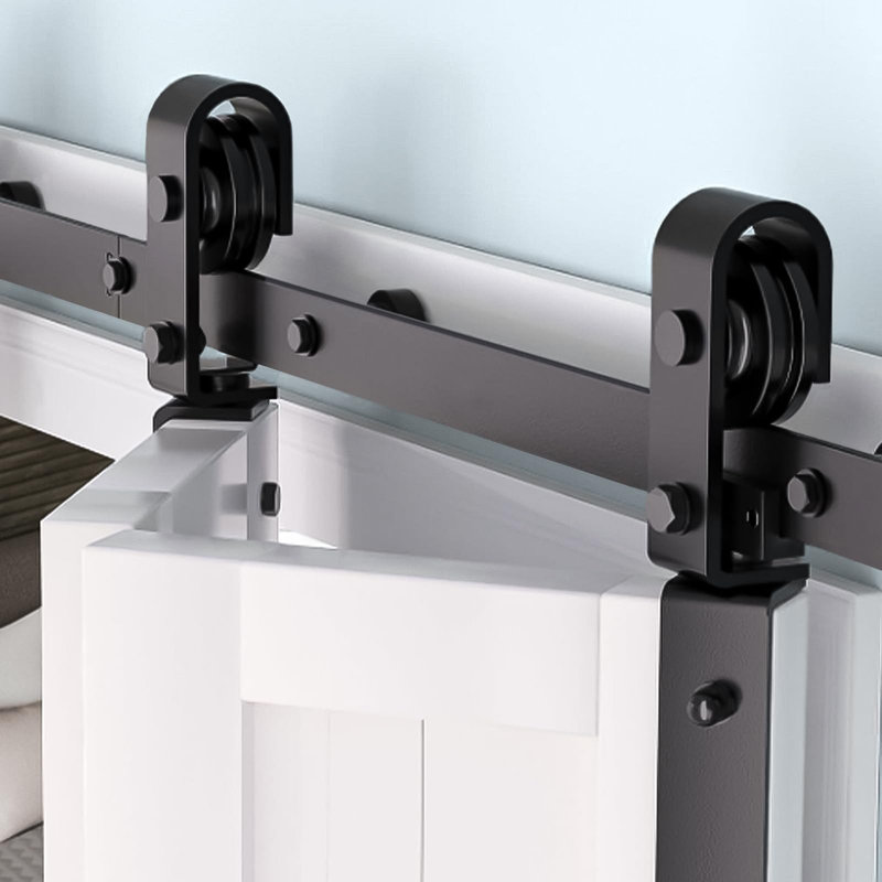 183cm Heavy Duty Bi-Folding Barn Door Hardware Kit | Smooth Quiet Rollers, 360° Brackets, 400lb Steel Rail for 4 Closet Doors