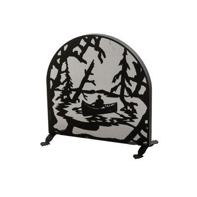 Rustic Lodge Steel Fireplace Screen