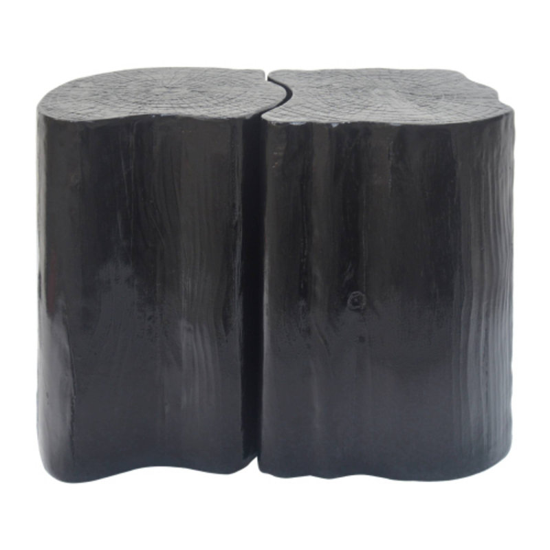 Black Irregular MGO End Table 2-In-1, Split Design, Indoor/Outdoor Small Space Ready, Black