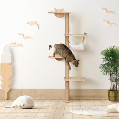 Cherette 4-tier Wall-Mounted Cat Tree Tower Scratching Post