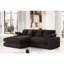 2 Dark Chocolate Corduroy Reversible Chaise With 6 Supportive Cushions And Smooth Surface Mystic Cozy Pillows Versatile Design