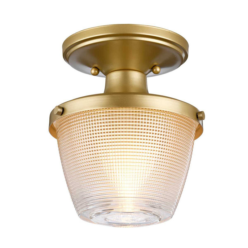 Atha Glass Semi Flush Mount, Natural Brass