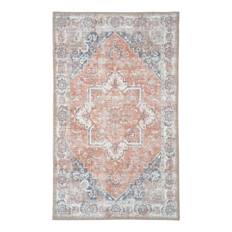 Derouen Indoor Doormat, Blue/Orange