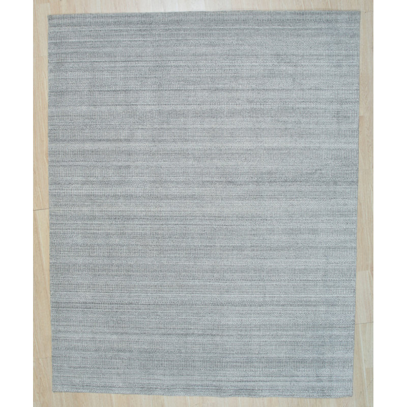 Valcour Silver Handmade Wool Contemporary Transitional Area Rug, Rectangle 9' x 12'