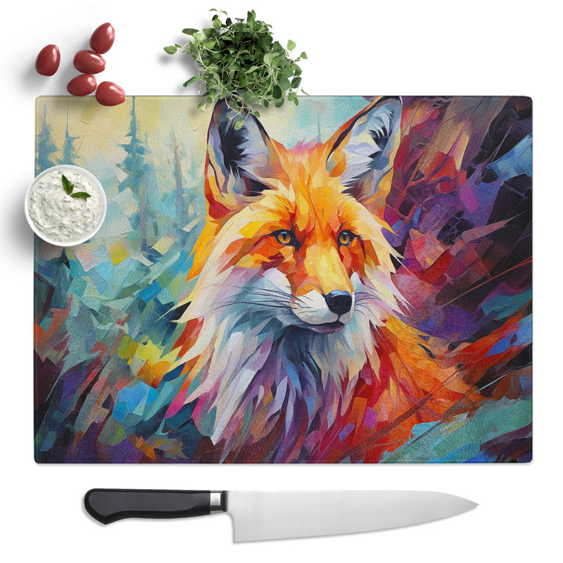 Fox Abstract  Glass Chopping Board