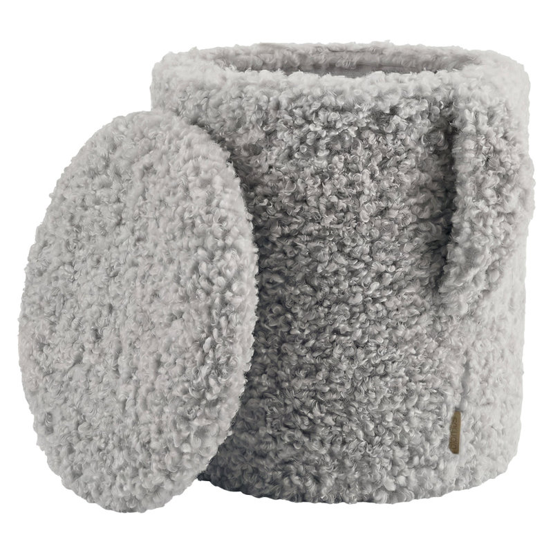 Pouf de rangement rond capitonné TEDDY, table d'appoint, tabouret ou pouf avec couvercle - Couleur champignon