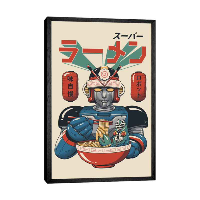 Super Ramen Bot by Vincent Trinidad - Print on Canvas, Black Framed, 101.6 cm H x 66.04 cm W