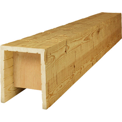 AmeriCraft Wood Hand Hewn Beam, 3-Sided (U-Beam), 7 1/2"W x 7 1/2"H x 192"L, Golden Pecan Finish, Stain Grade Pine