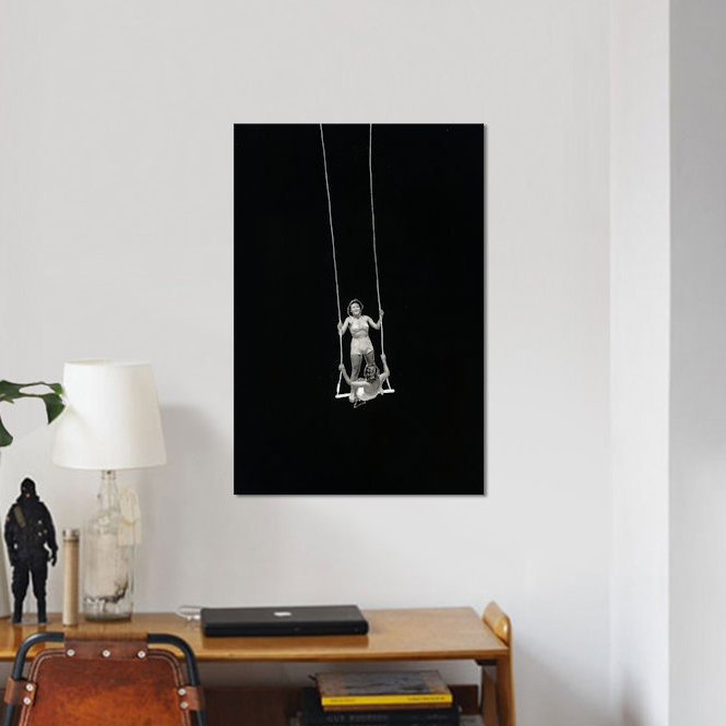 «Swing», reproduction d'impression sur toile, H 12 po x l 8 po x P 0,75 po, Pas de tapis, Papier d'art encadré noir