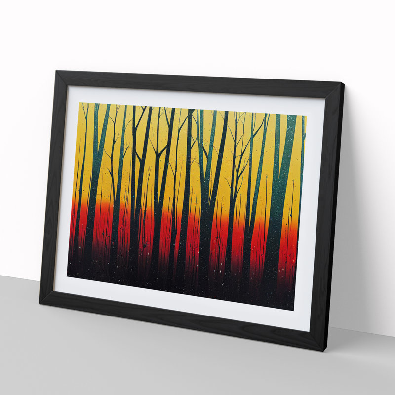 Splashed Forest Vol.3 Abstract - Single Picture Frame Painting, 46cm H x 64cm W x 2cm D, Black Framed