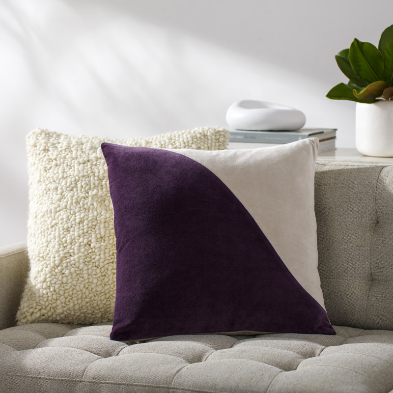 Coussin en coton Denny Edgar, Mauve, H 20 po x l 20 po, Housse de coussin seulement - sans coussin