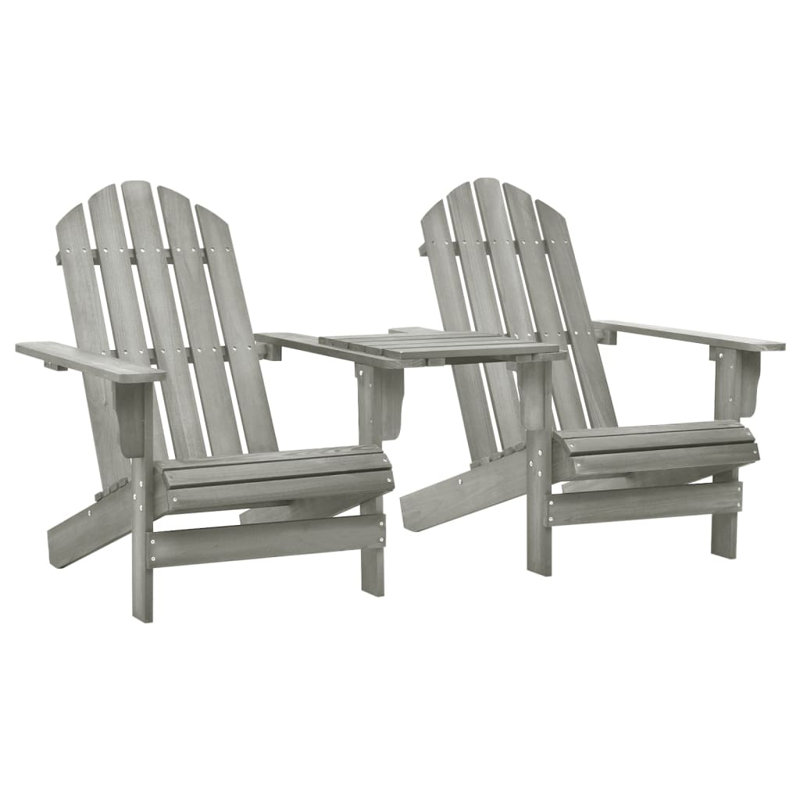 Grooms Solid Wood Adirondack Chair with Table, Fir Wood Gray