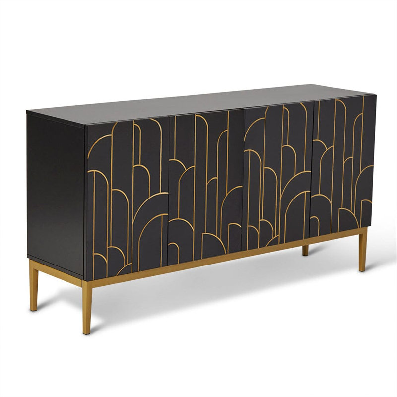 Heathfield 87cm Sideboard, 77 cm H x 150 cm W x 40 cm D, Noir Black