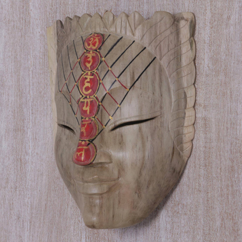 Masque en bois chakra face hibiscus