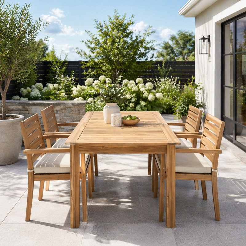 Table de salle à manger extensible en bois d'acacia