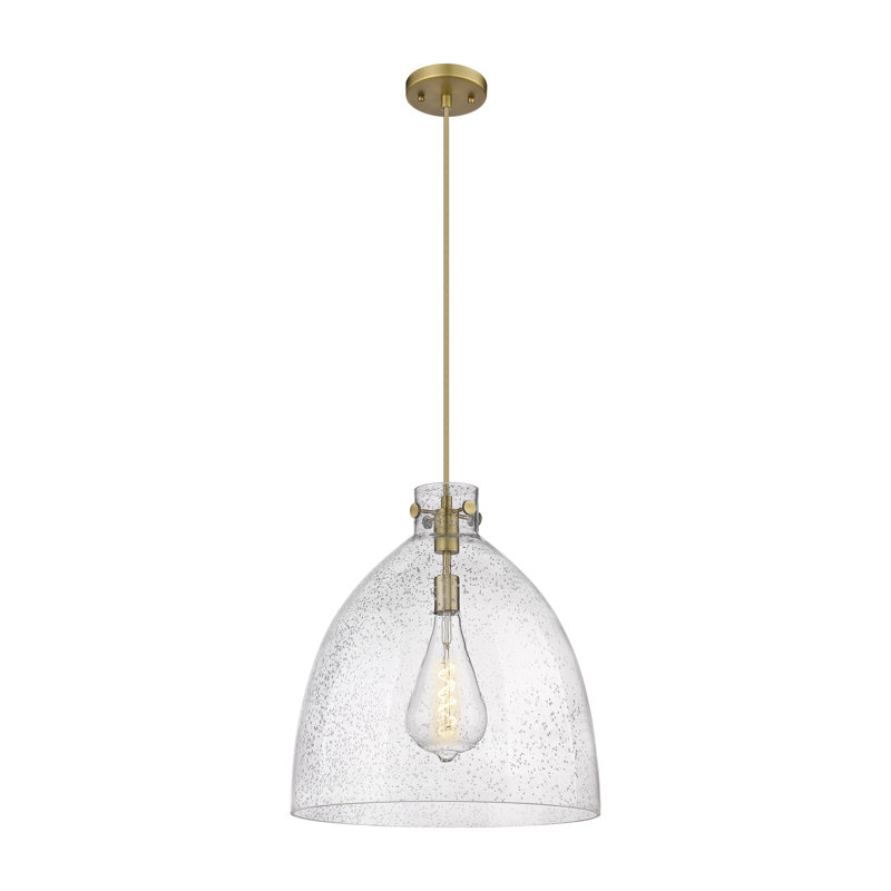 Luminaire suspendu à 1 lumière Badgett, H 19,75 po x l 18 po x P 18 po, Grainé, Laiton brossé