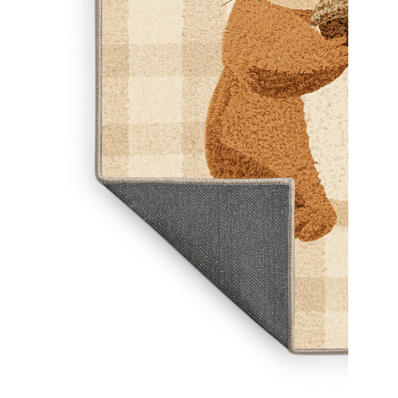 Soft Plush Fellman Thanksgiving Modern & Contemporary Abstract Area Rug in Beige – Beige Binding, 2x4