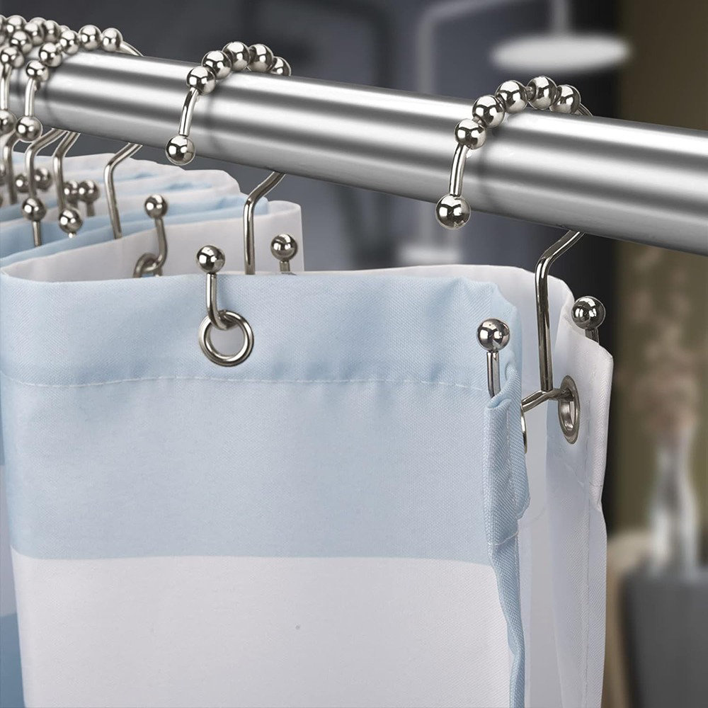 Kenney Double Roller Ball Rust Proof Shower Curtain Hooks Set