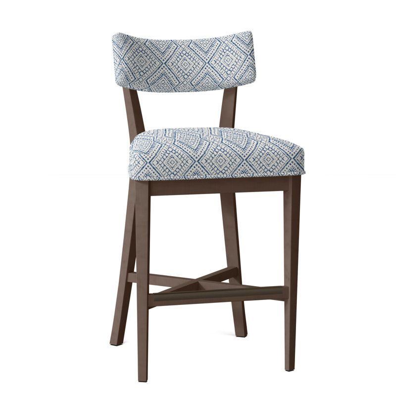 Juliet Upholstered Stool with Solid Wood Frame, Perigold Iguazu Royal, Hazelnut, Counter Stool (25.5" Seat Height)
