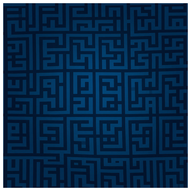 Blue Maze Pattern Shower Curtains Extra Long, 70in W x 93in H
