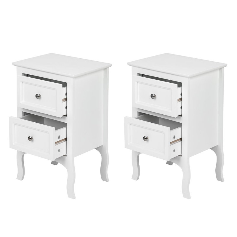 Table de chevet 2 tiroirs Kaser, Blanc